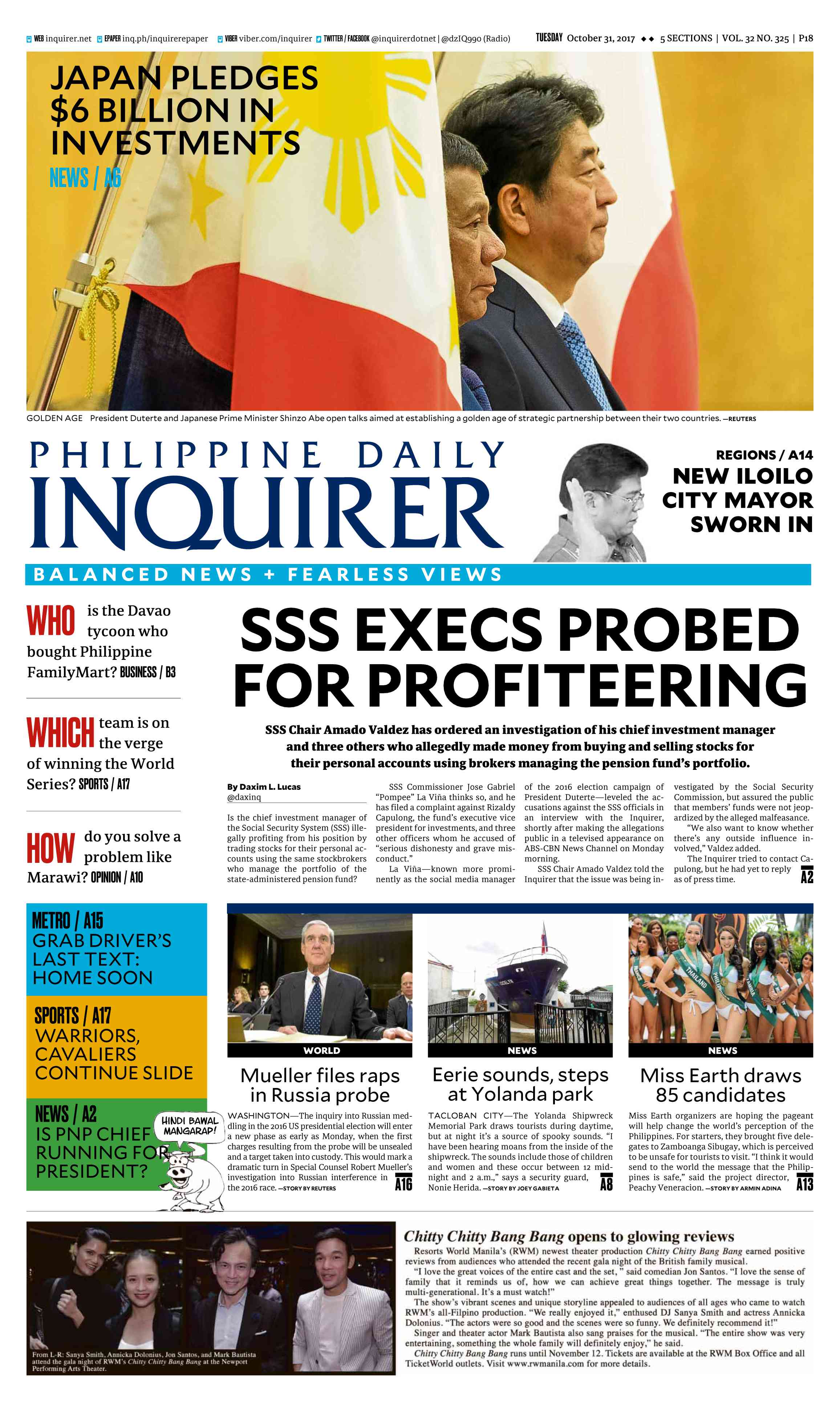 Today’s Paper: October 31, 2017 | INQUIRER.net