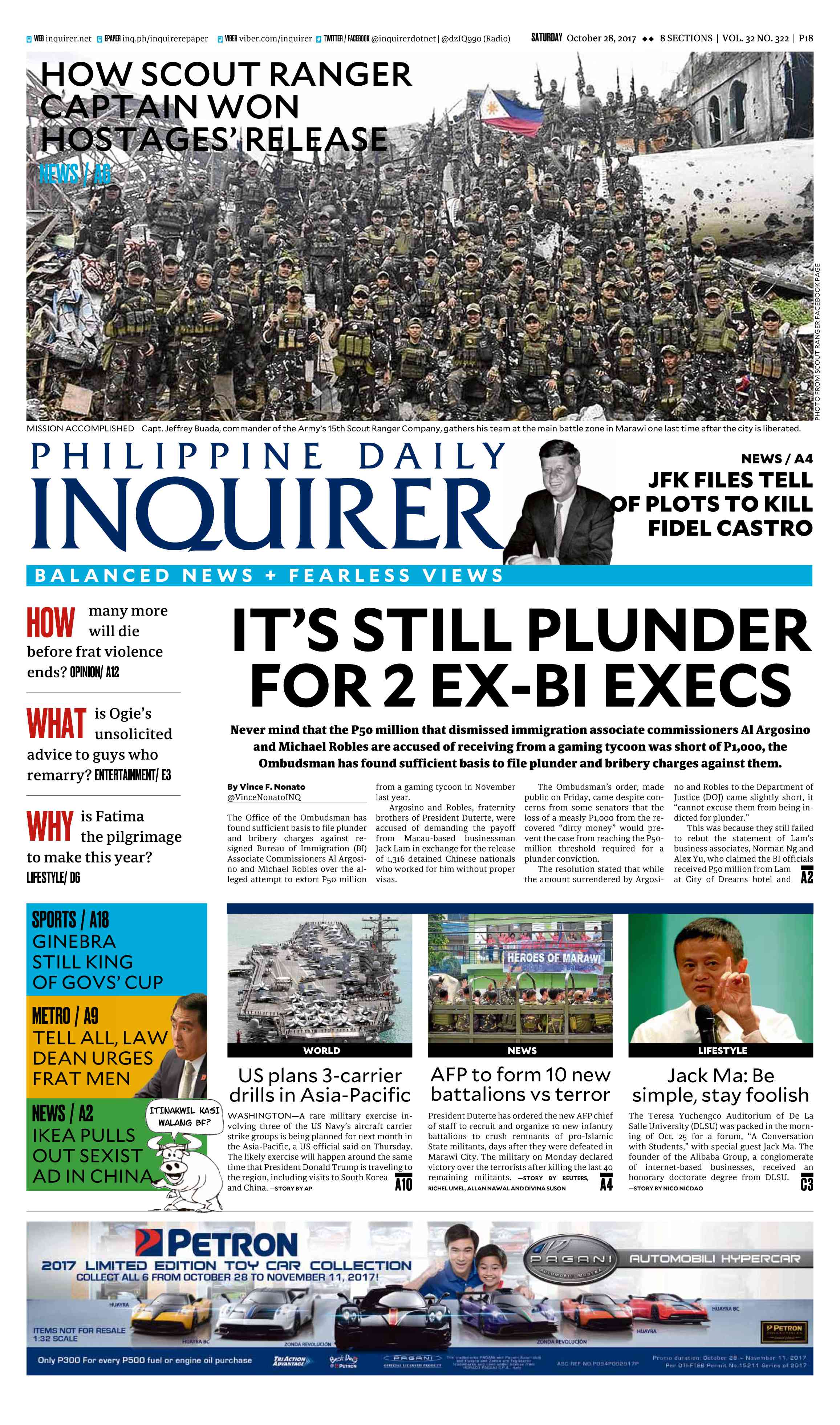 Today’s Paper: October 28, 2017 | INQUIRER.net