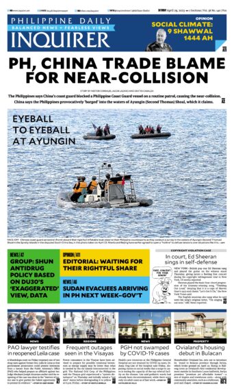 PAPER EDITION | HEADLINE- Philippine Coast Guard-PCG: Over 100 Chinese ...