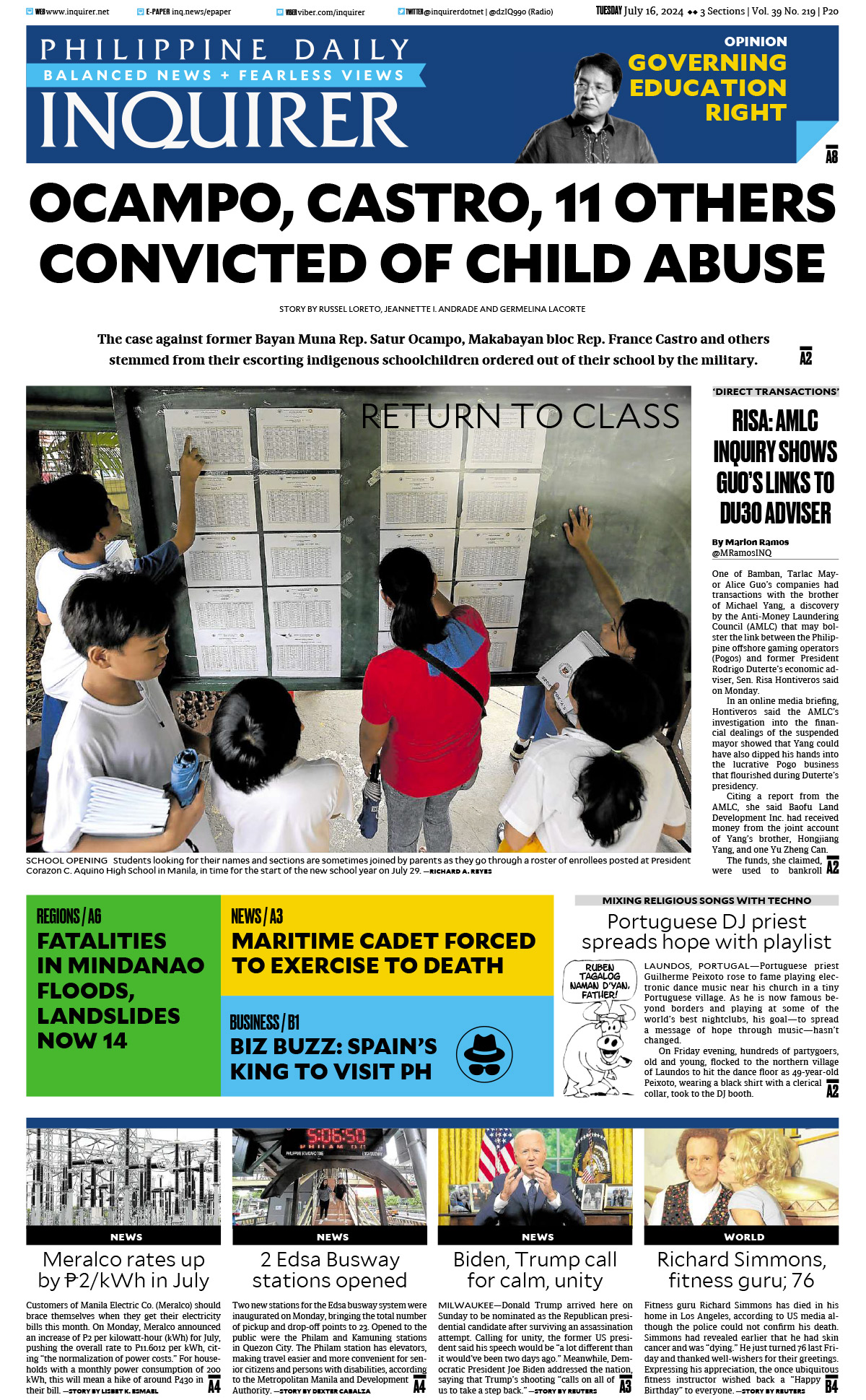 Today’s Paper: July 16, 2024