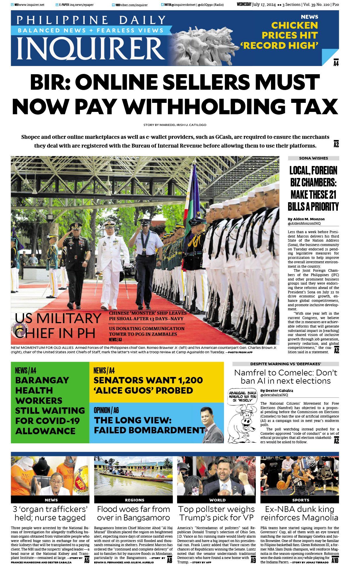 Today’s Paper: July 17, 2024