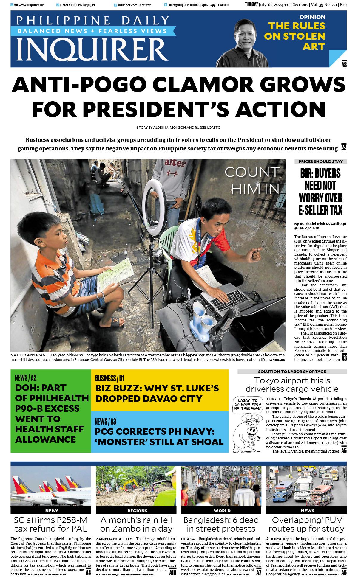 Today’s Paper: July 18, 2024