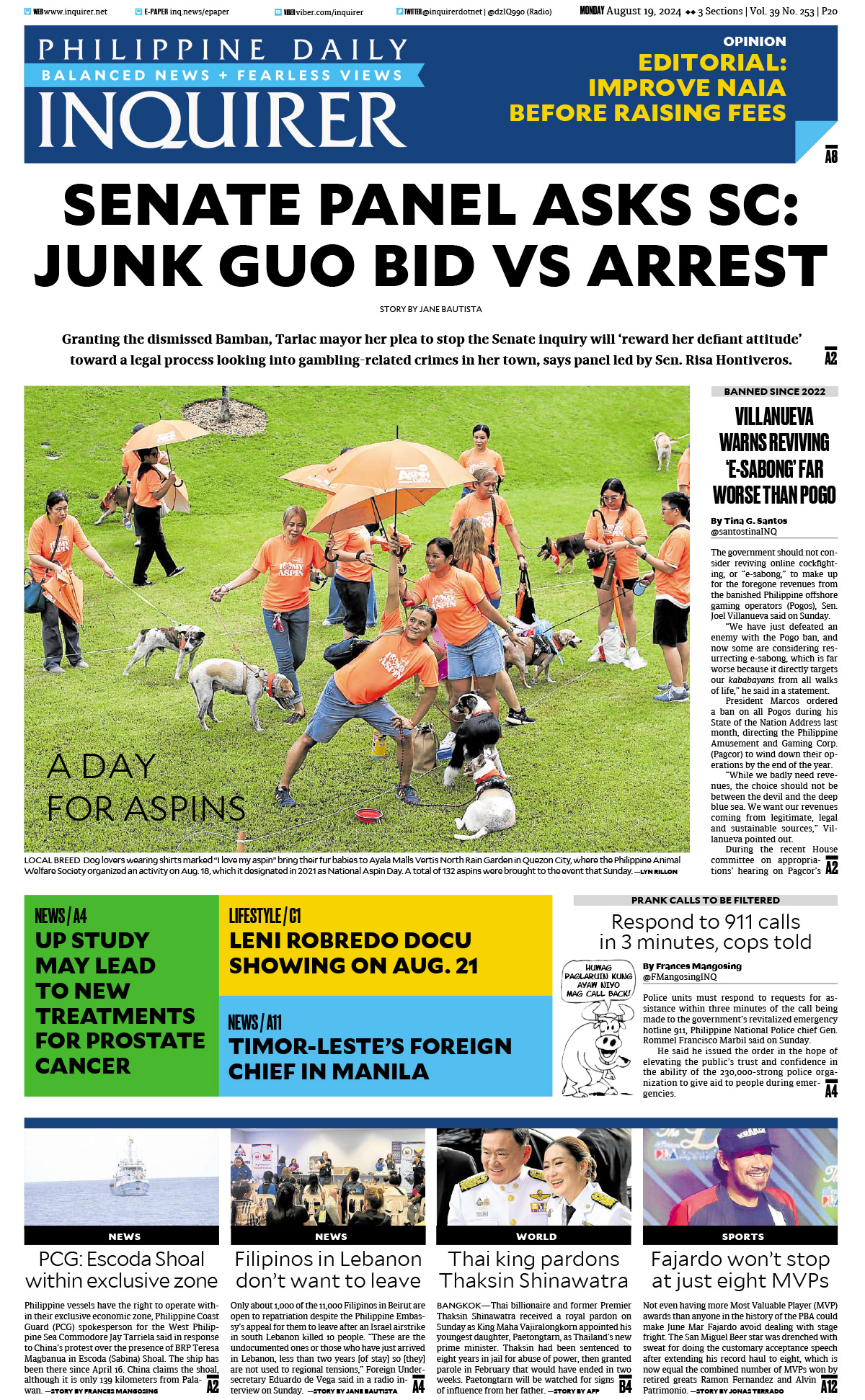 Today’s Paper: August 19, 2024