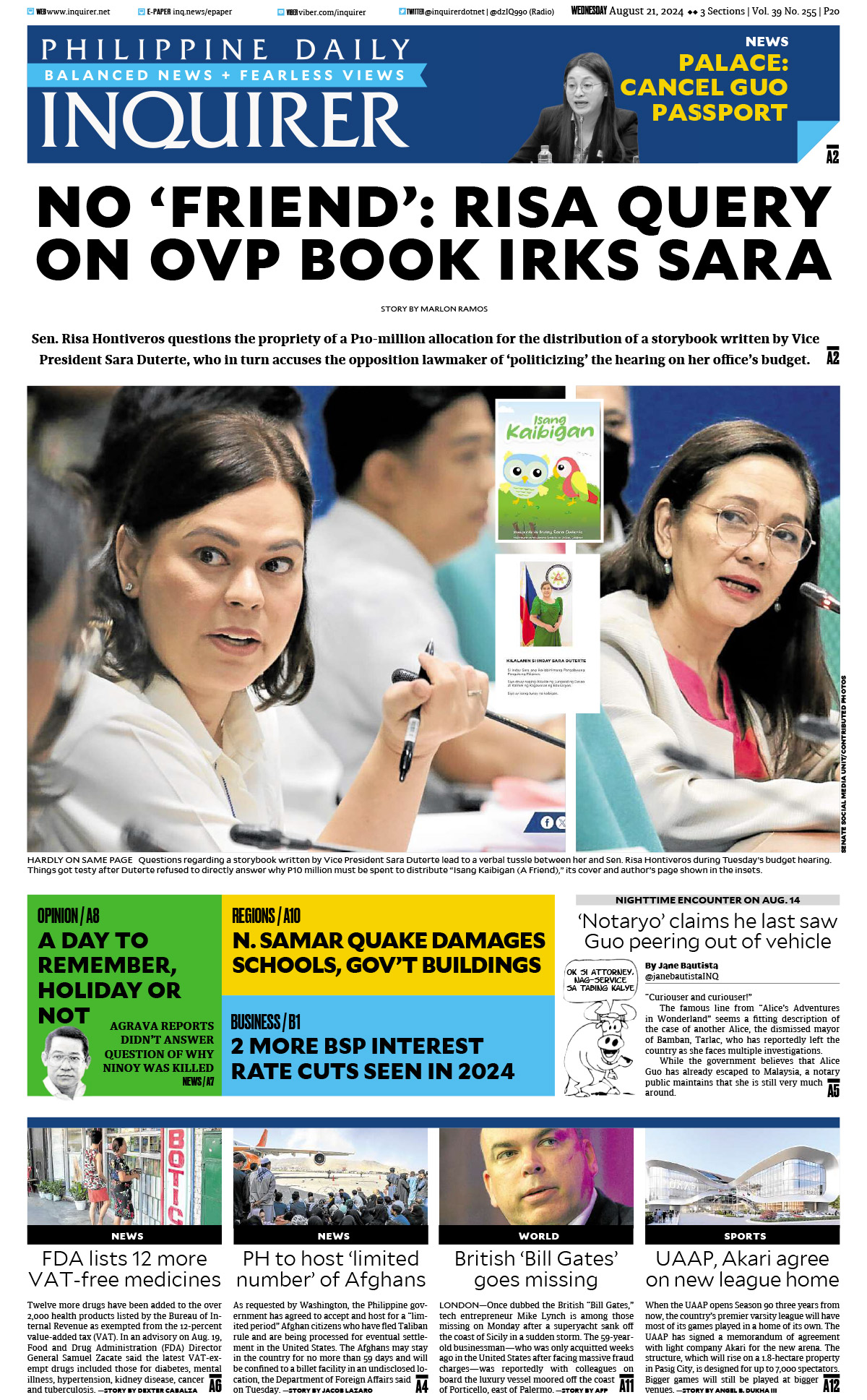 Today’s Paper: August 21, 2024