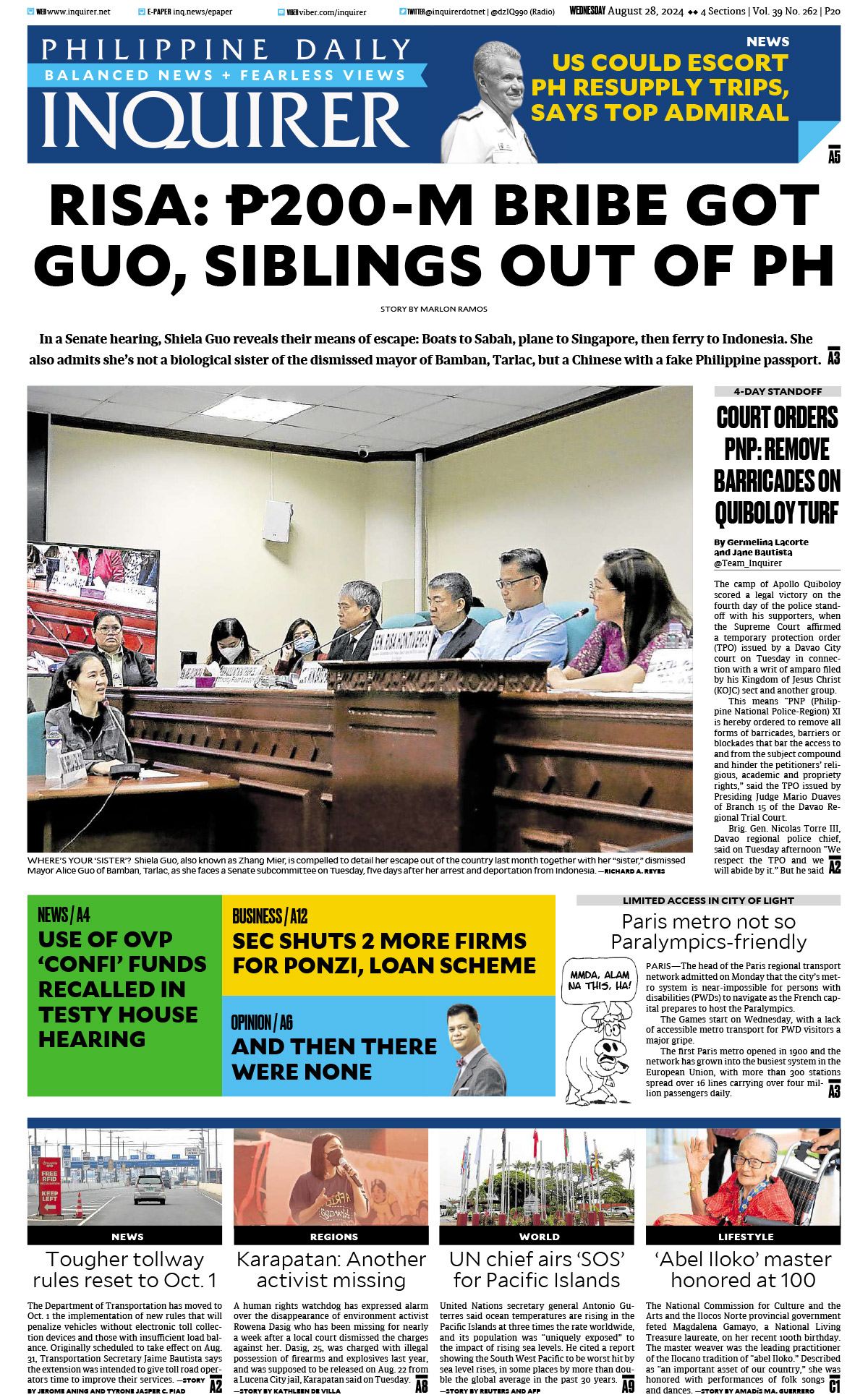 Today’s Paper: August 28, 2024