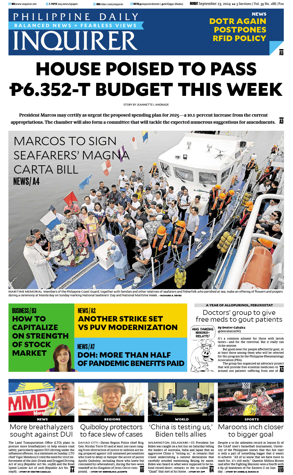 Today’s paper: September 23, 2024