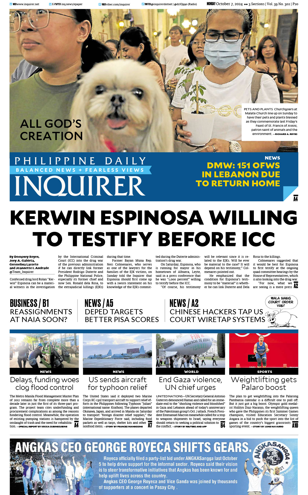 Today’s paper: October 7, 2024