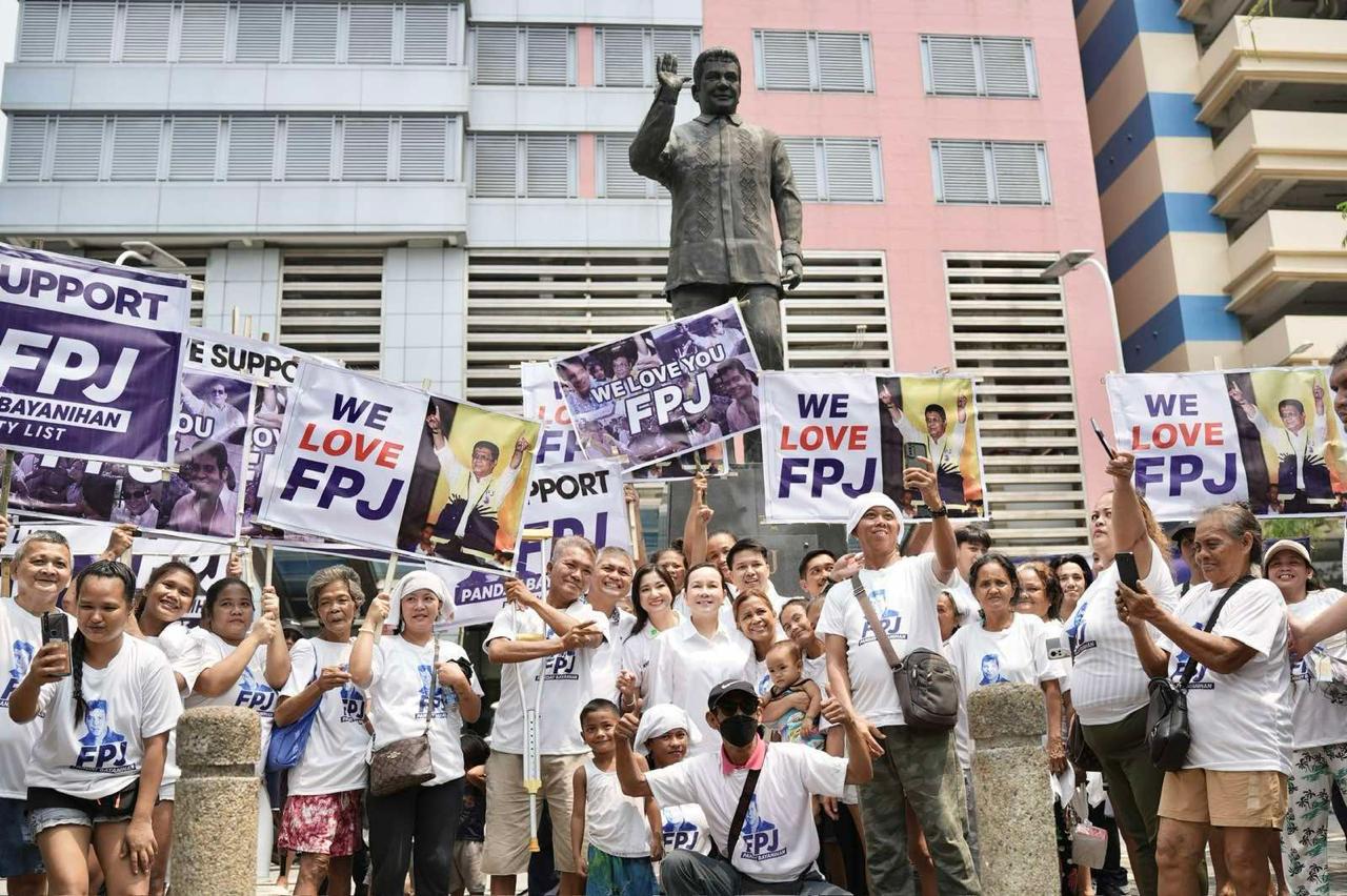 In a show of solidarity, multisectoral groups including youth, transport workers, urban poor, farmers, fisherfolk, frontliners, and members of the informal sector gathered at the FPJ statue in Manila to celebrate the official filing of the FPJ Panday Bayanihan Party-list for the upcoming 2025 elections.