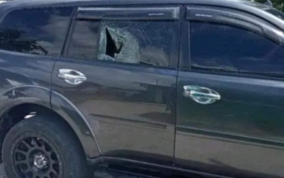 COLLATERAL DAMAGE A vehicle sustains a cracked windshield after being hit by rocks thrown by supporters of political candidates during a clash in front of the Shariff Aguak municipal hall in Maguindanao del Sur on Tuesday (Oct. 8, 2024), the last day for filing certificates of candidacy (COCs) for the 2025 local elections. The violence left one village guard dead and six others, including a police officer, injured. (Photo courtesy of Shariff Aguak MPS)