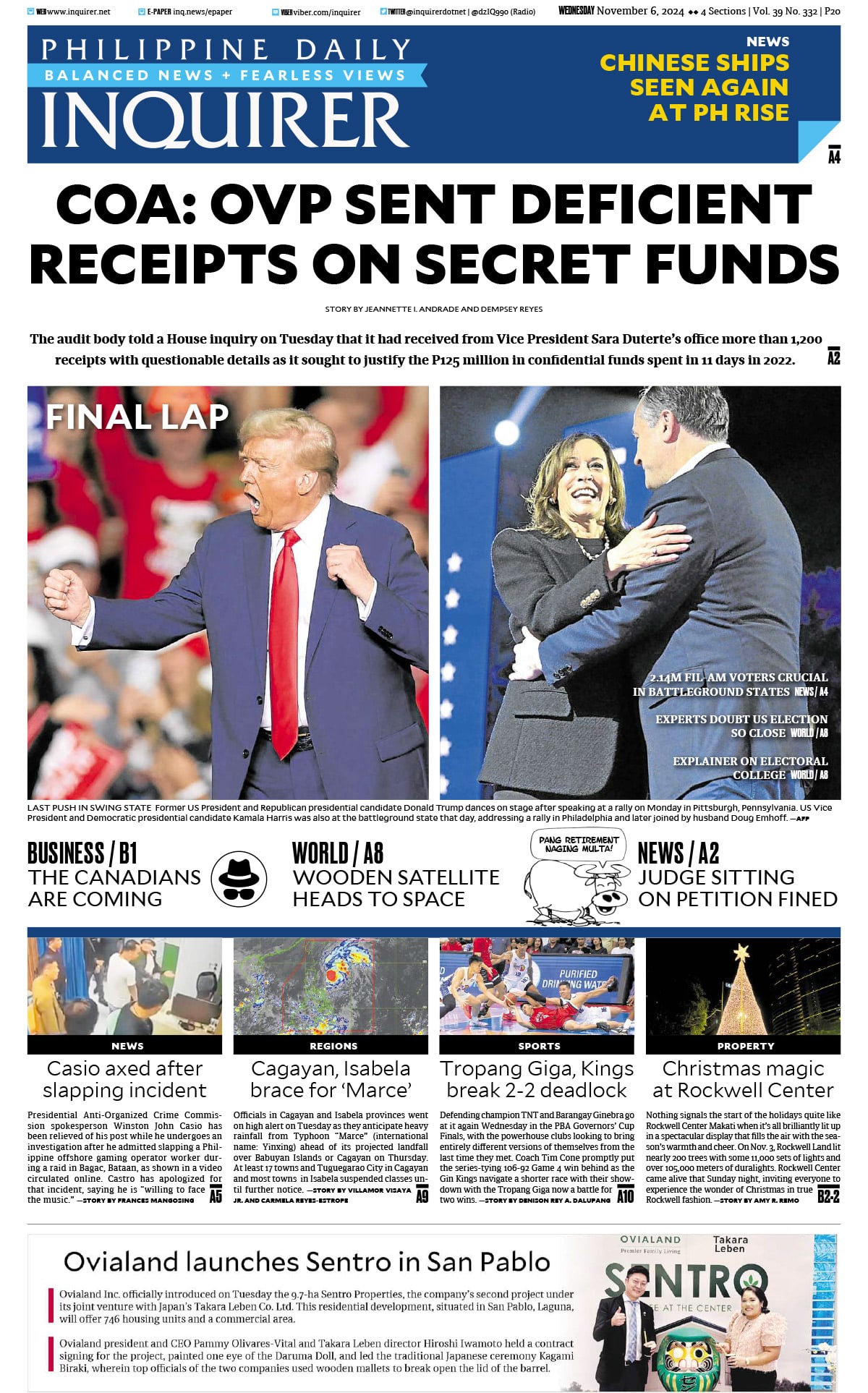 Today’s paper: November 6, 2024