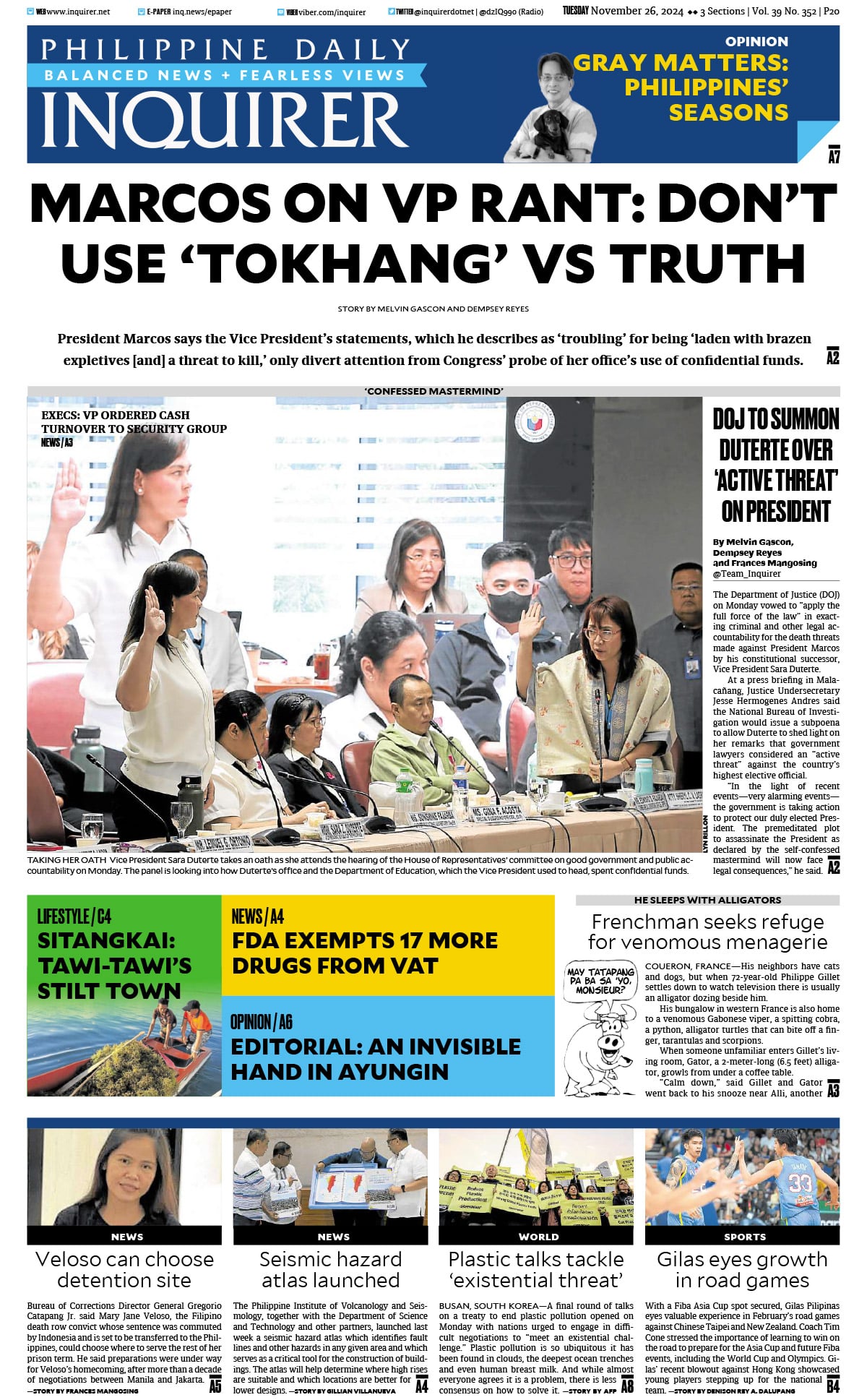 Today’s paper: November 26, 2024