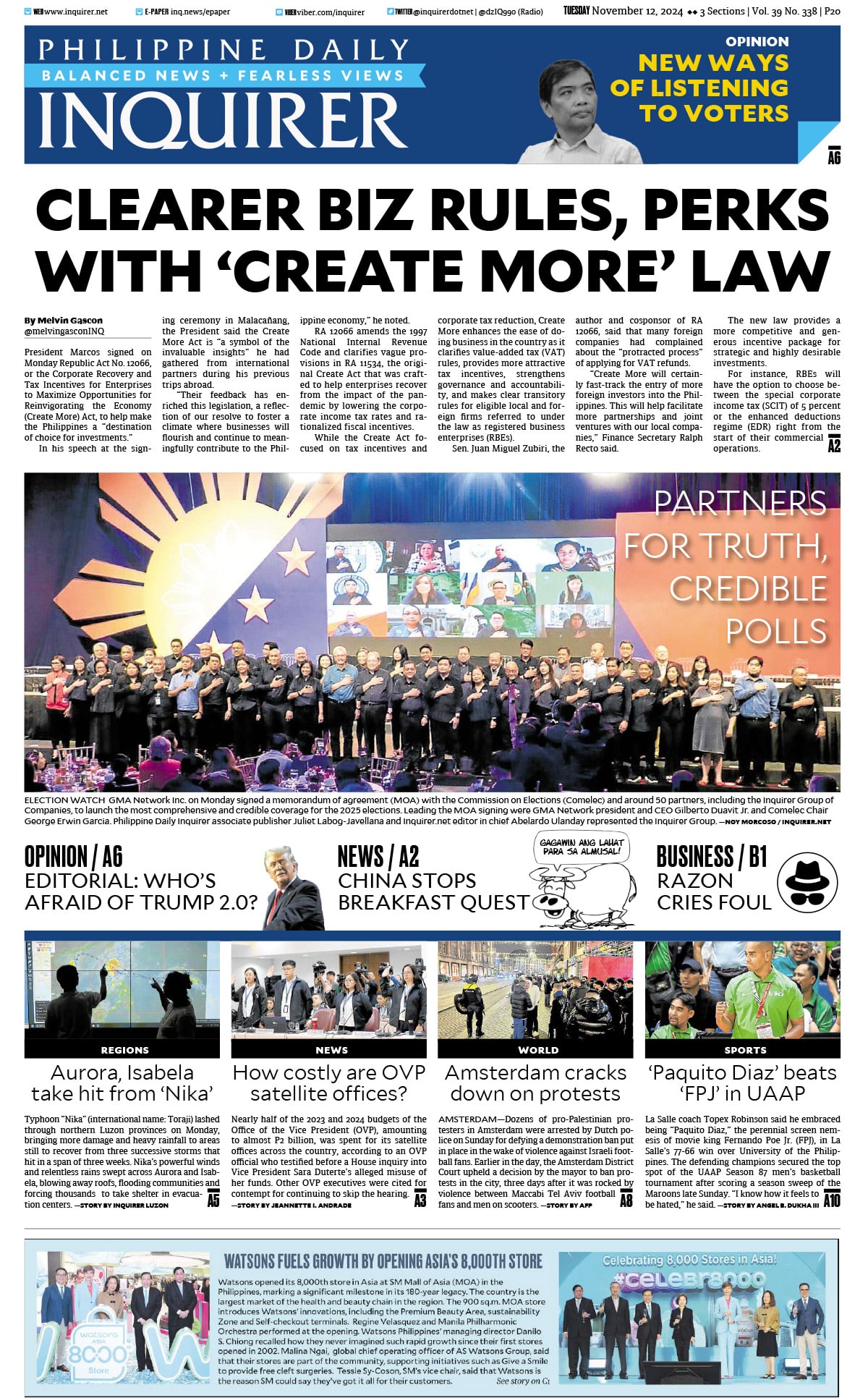 Today’s paper: November 12, 2024