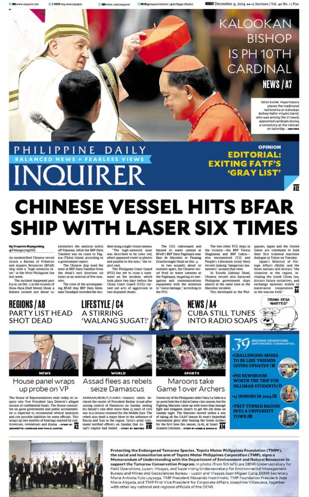 Today’s paper: December 9, 2024