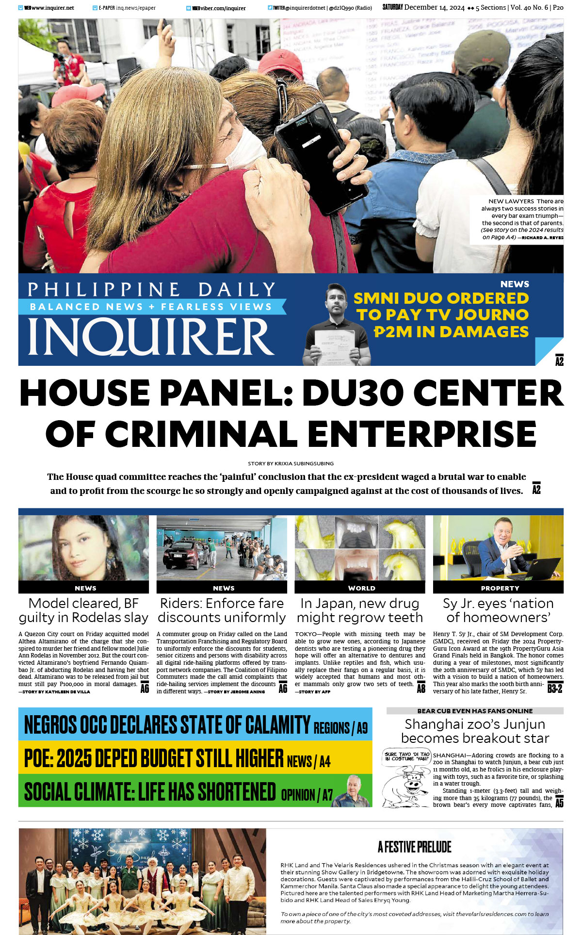 Today’s paper: December 14, 2024