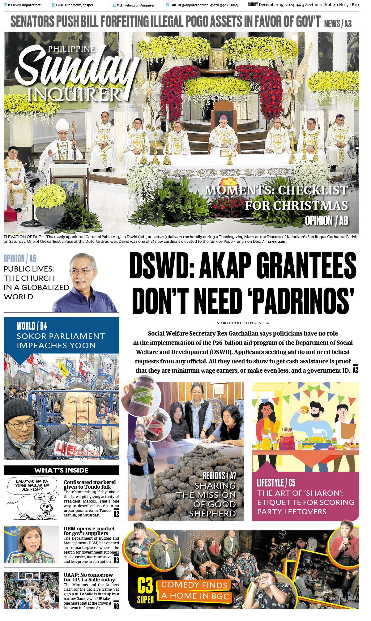 Today’s paper: December 15, 2024