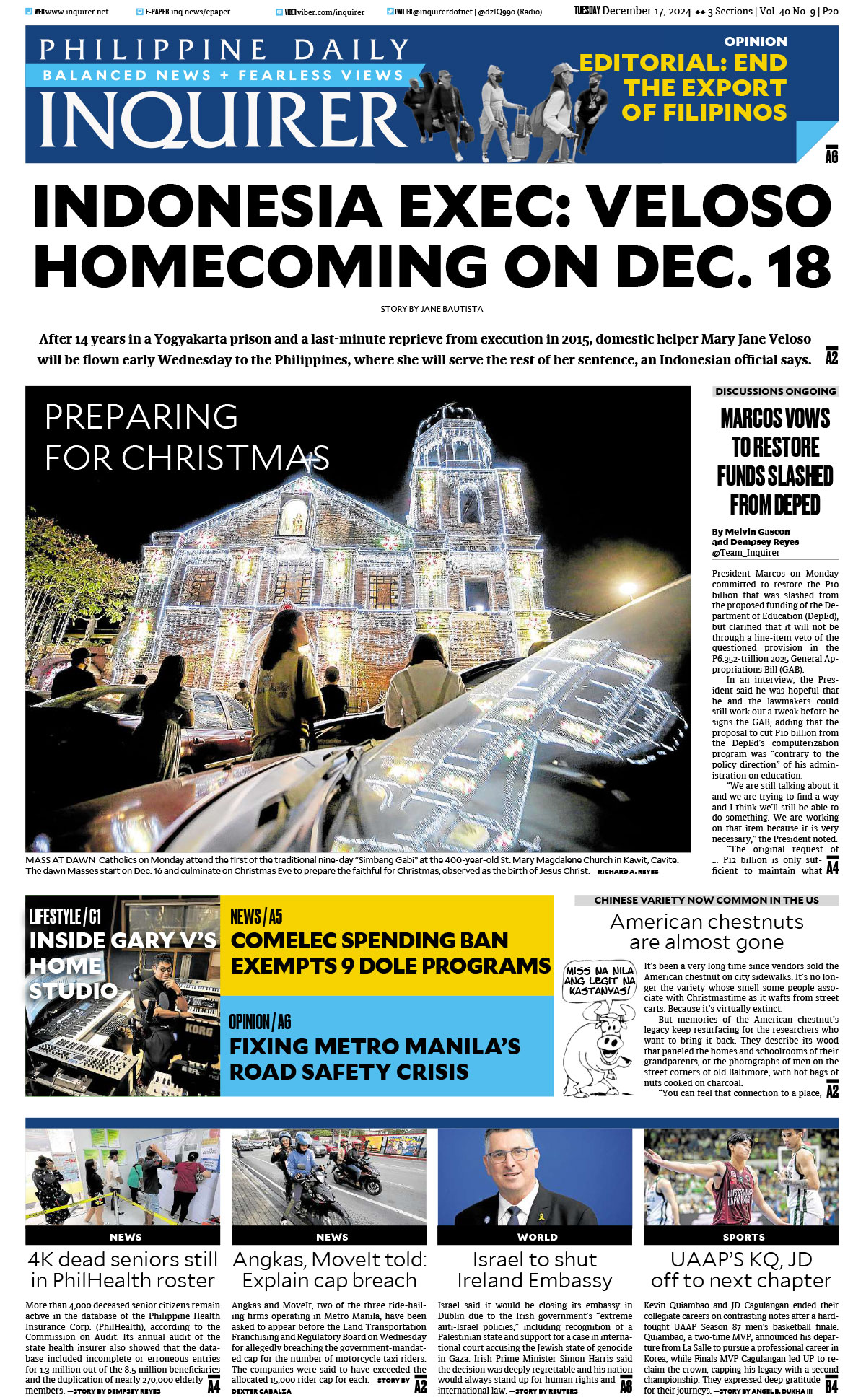 Today’s paper: December 17, 2024