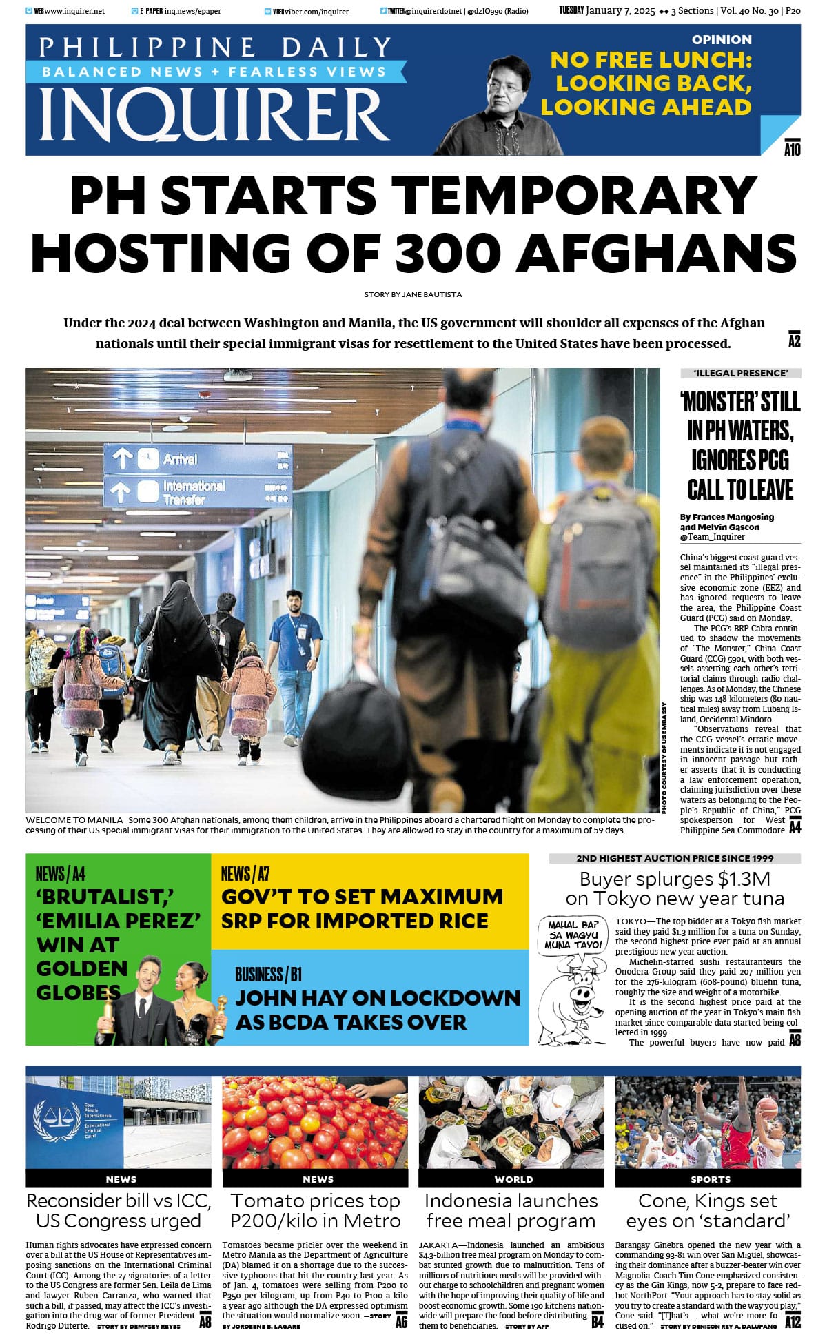 Today’s paper: January 7, 2025