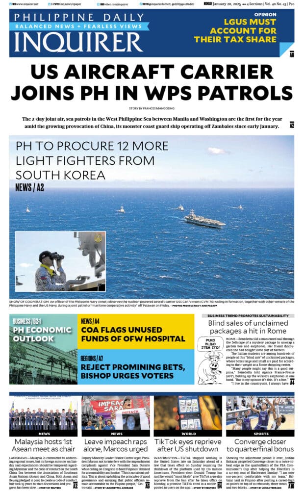 Today’s paper: January 20, 2025