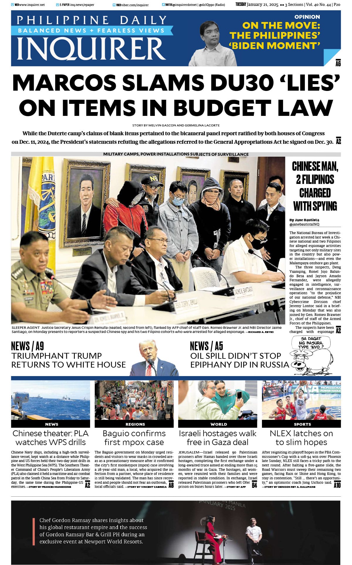 Today’s paper: January 21, 2025