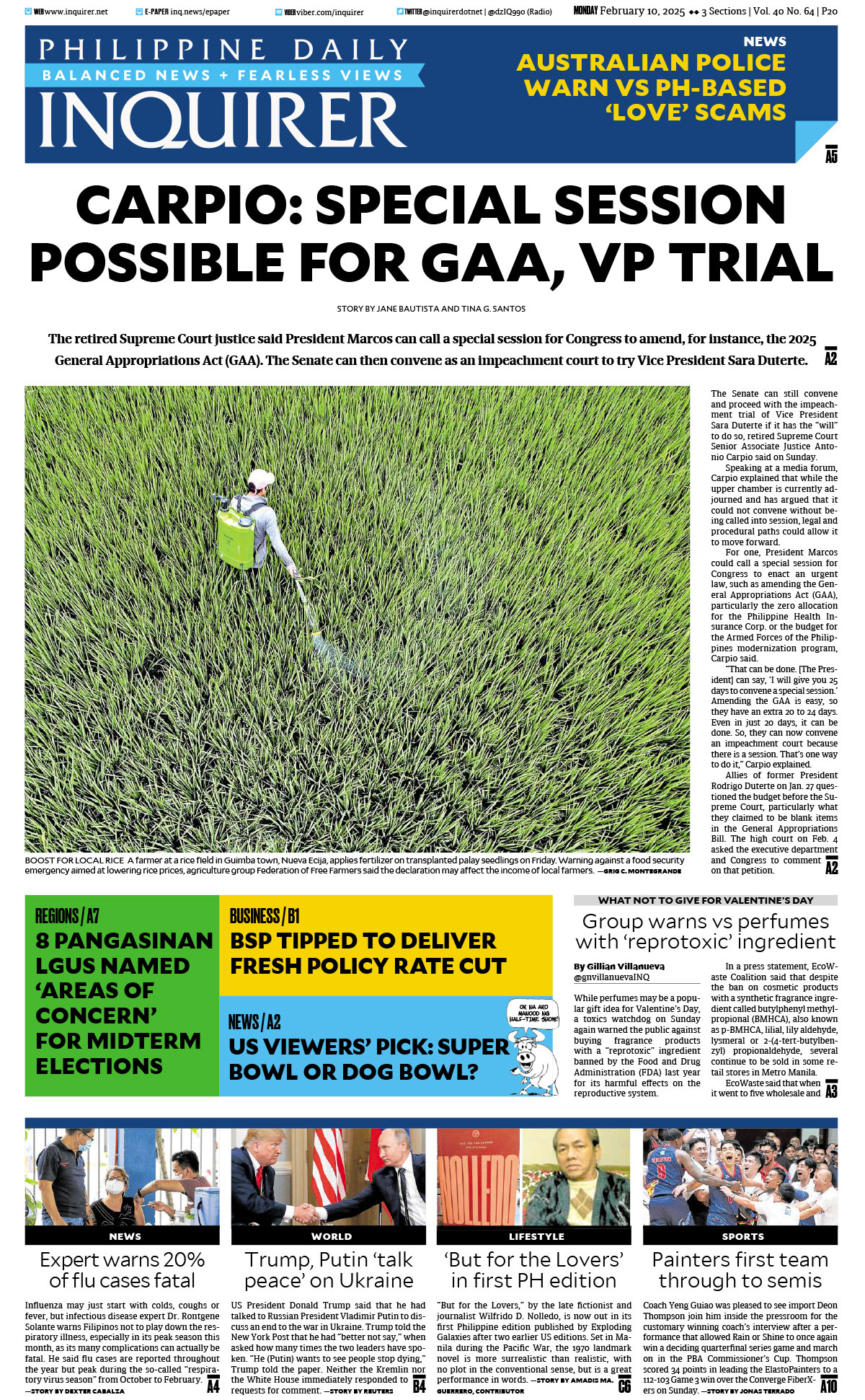 Today’s paper: February 10, 2025