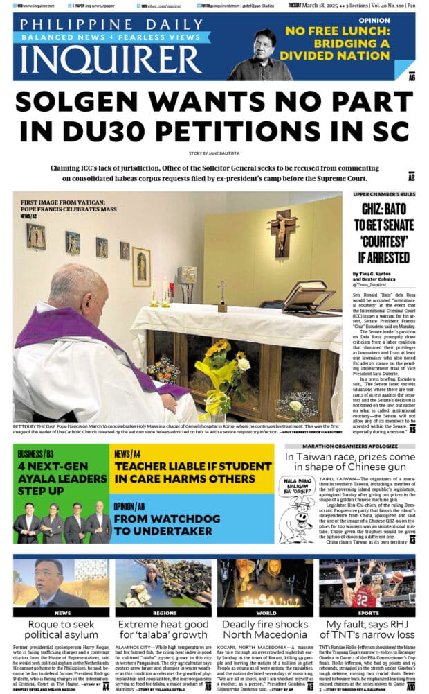 Today’s paper: March 18, 2025